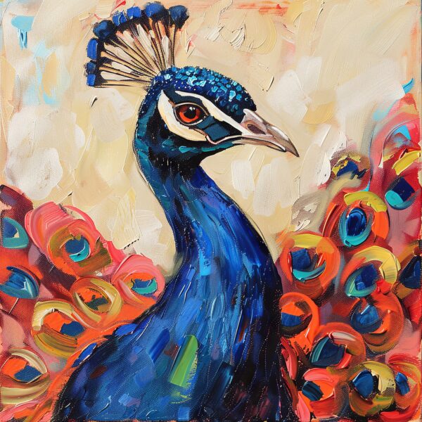 Pfau Kopf Farbig Poster