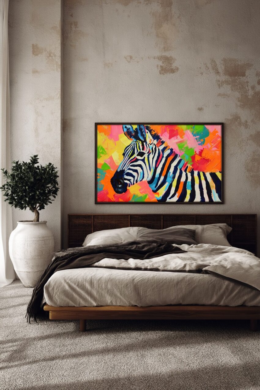 Digitale Kunst Poster Zebra bunt farbenfroh Kontrast