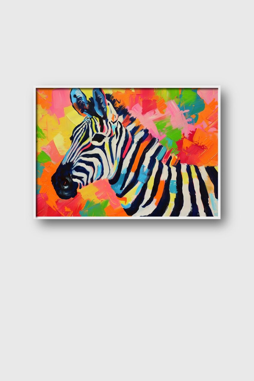 Digitale Kunst Poster Zebra bunt farbenfroh Kontrast