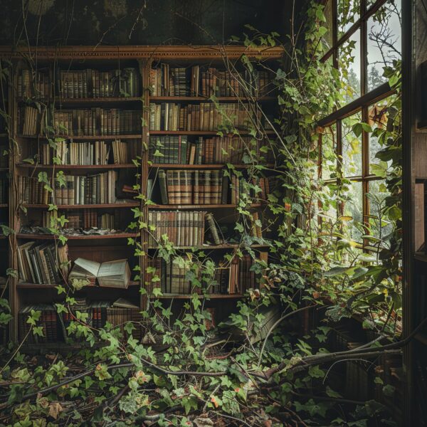 Bücherregal mit Efeu Poster