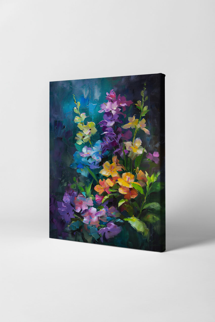 Ölgemälde Poster Blumenstrauß bunt lebendig farbenfroh