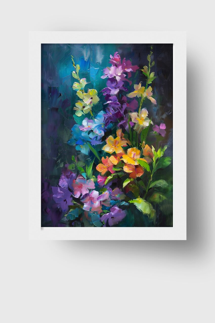 Ölgemälde Poster Blumenstrauß bunt lebendig farbenfroh