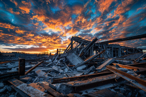 Ruine Sonnenuntergang Gerahmt