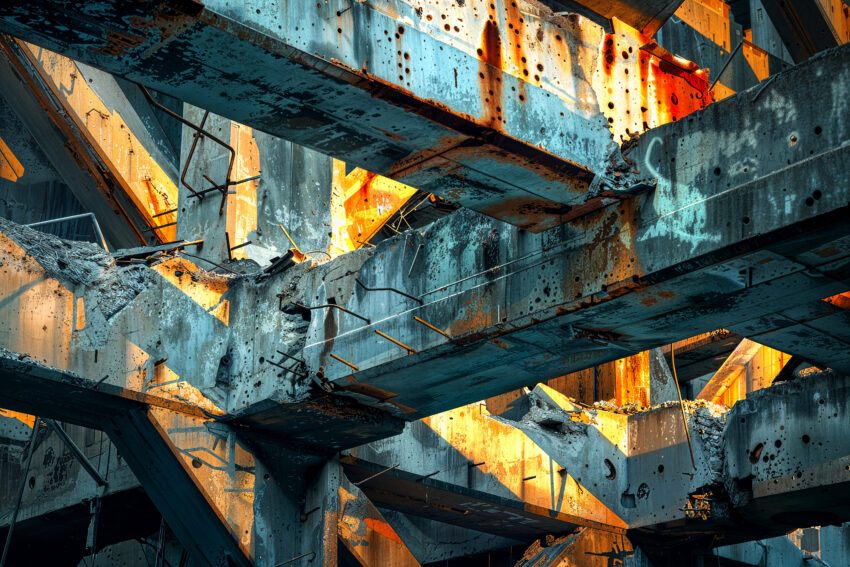 Fotografie Poster Betonstruktur rostig demoliert Industrie