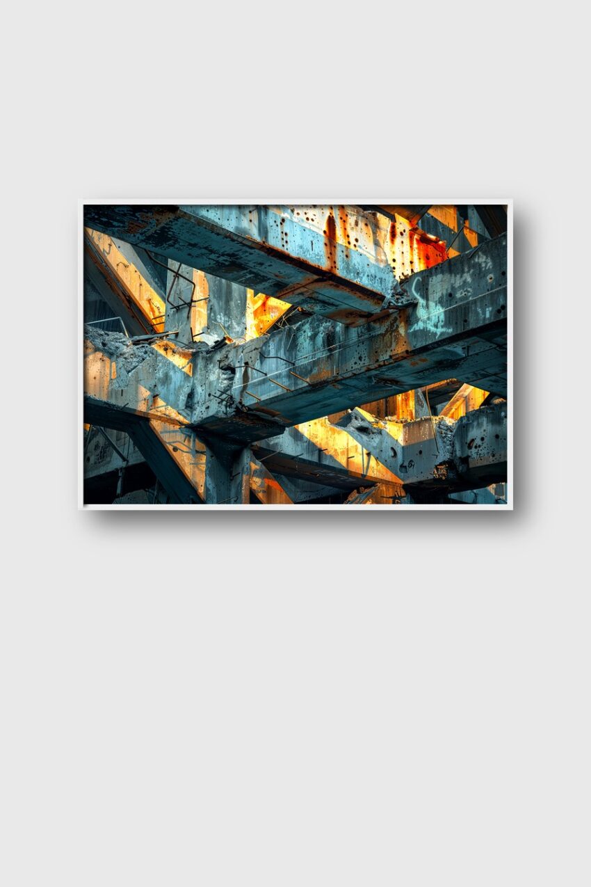 Fotografie Poster Betonstruktur rostig demoliert Industrie