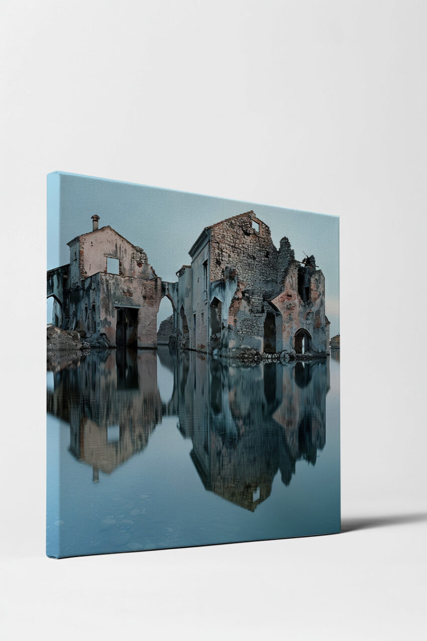 Fotografie Poster Ruine Wasser ruhig alt Stein