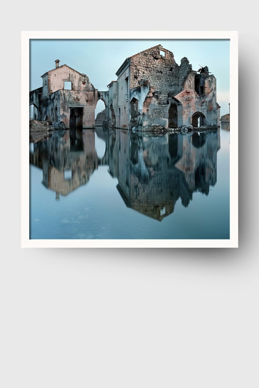 Fotografie Poster Ruine Wasser ruhig alt Stein