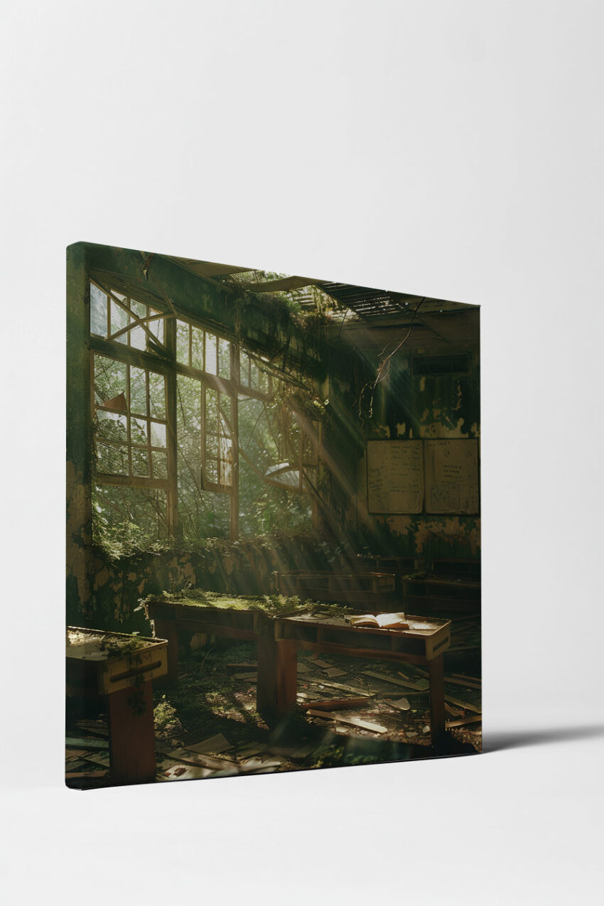 Fotografie Poster Klassenzimmer verfallen Moos Sonnenlicht grün