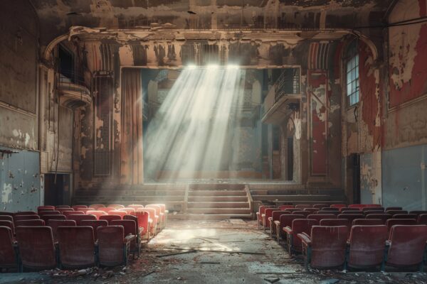 Verfallenes Theater Lichtstrahl Gerahmt