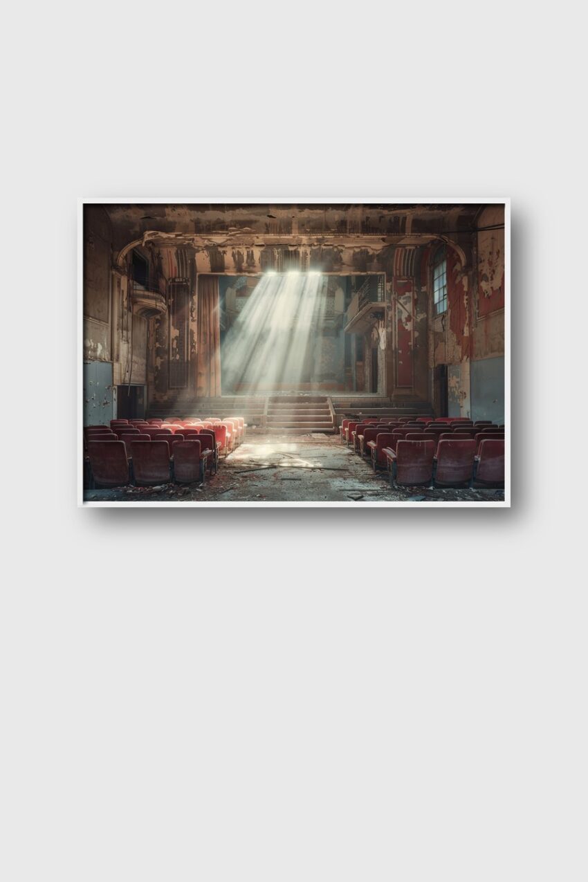 Fotografie Poster Verfallenes Theater Lichtstrahl Staub alt