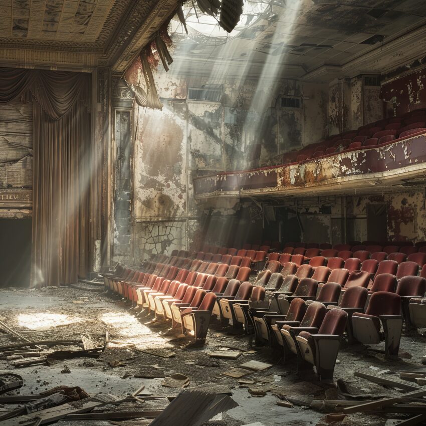 Fotografie Poster Verlassenes Theater Lichtstrahlen Staub