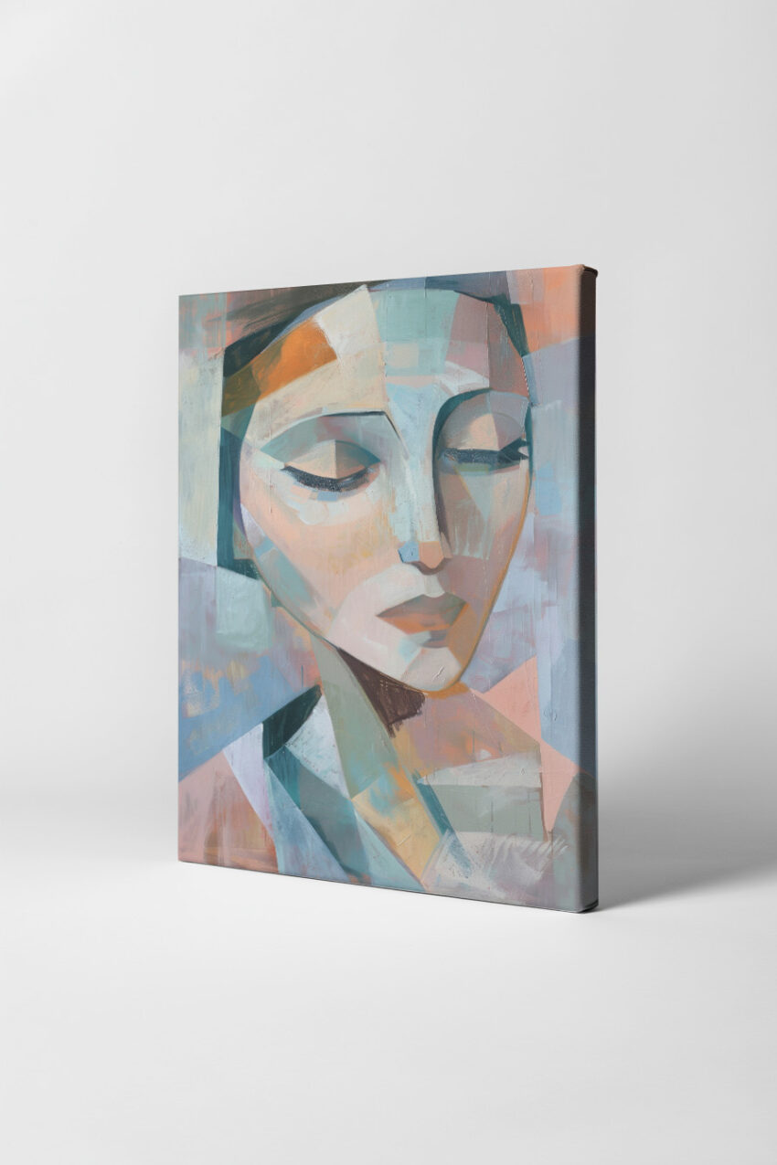 Abstrakt Poster Frau kantig pastellfarben