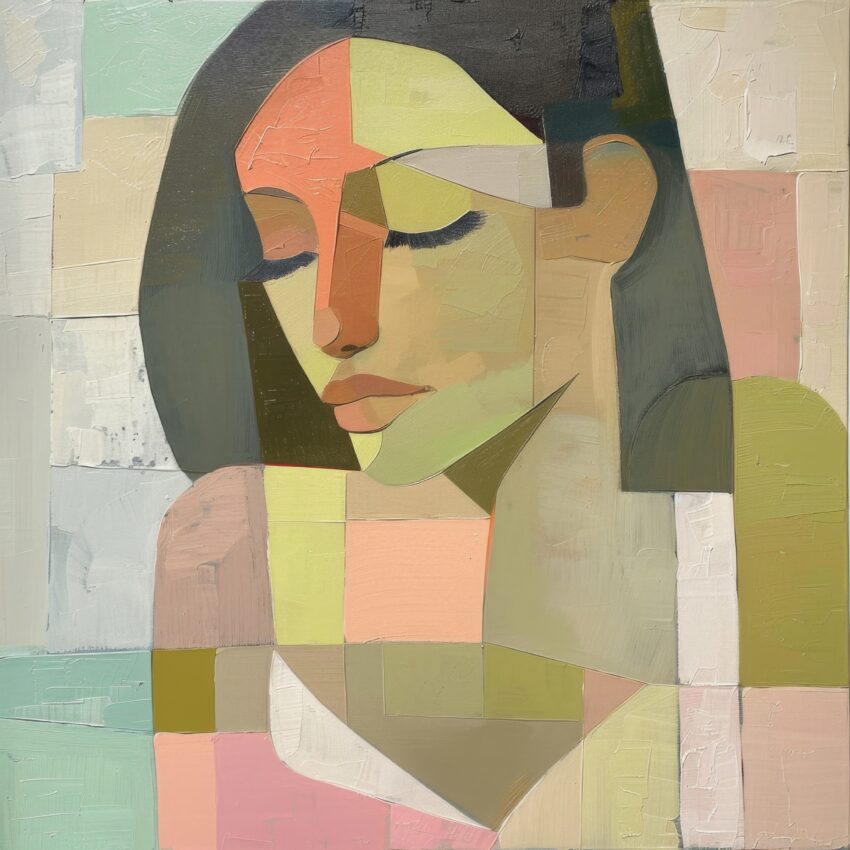 Cubismus Poster Frau Halbprofil abstrakt erdig