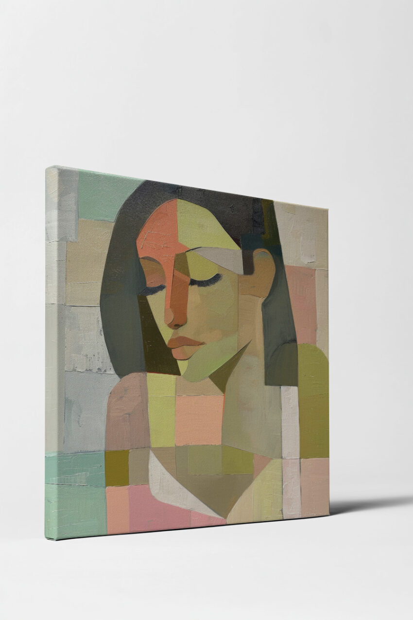 Cubismus Poster Frau Halbprofil abstrakt erdig