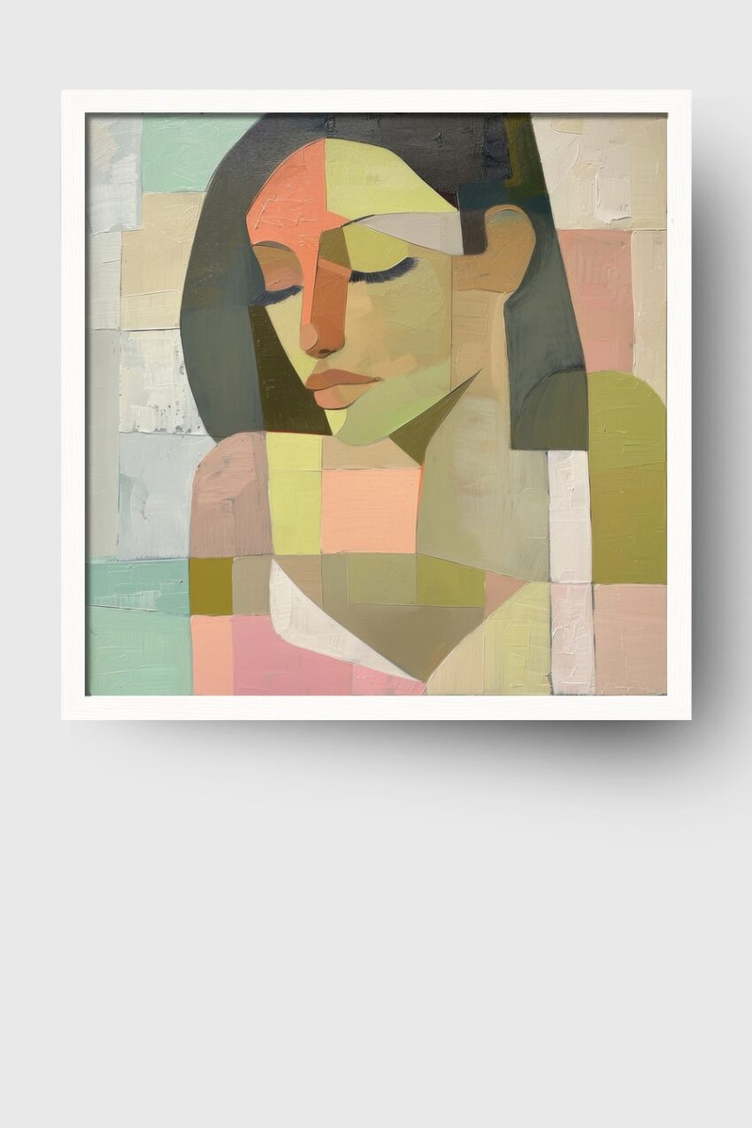 Cubismus Poster Frau Halbprofil abstrakt erdig