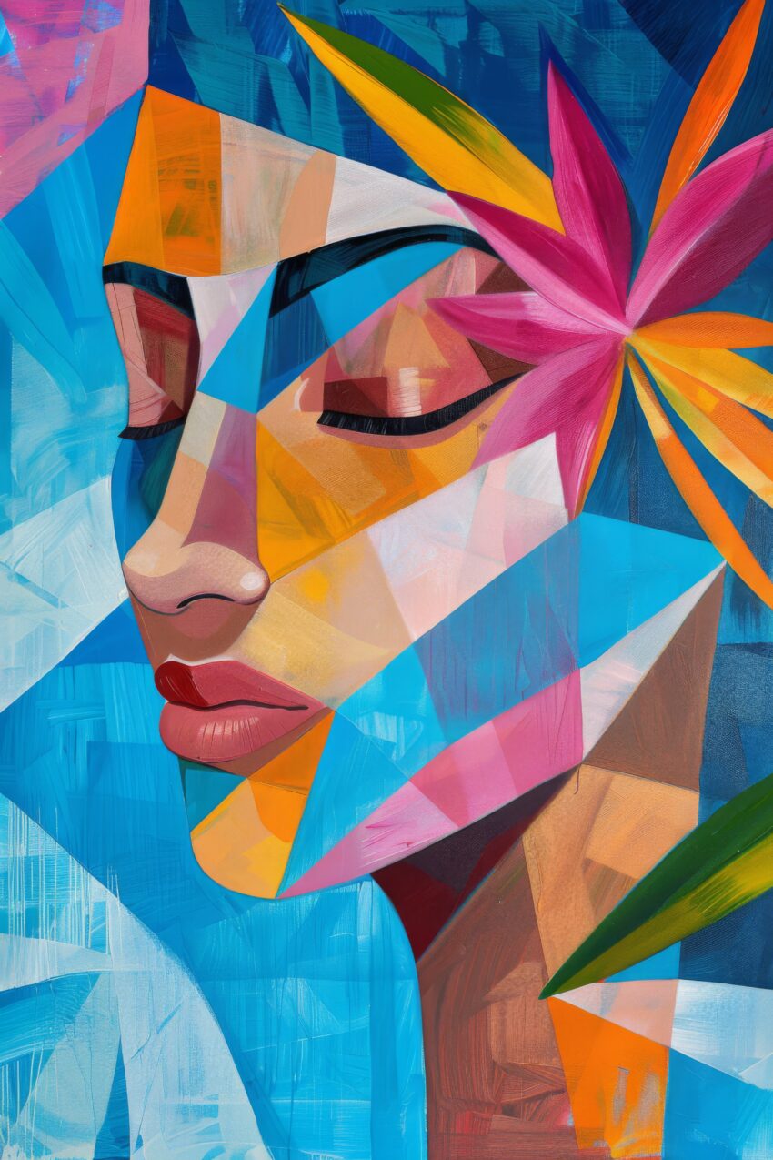 Digitale Kunst Poster Frau Gesicht bunt abstrakt farbig