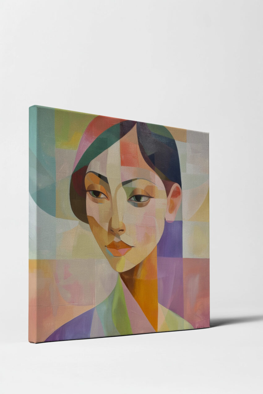 Malerei Poster Frau Porträt farbig abstrakt kubistisch