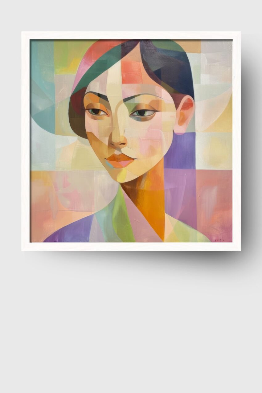 Malerei Poster Frau Porträt farbig abstrakt kubistisch