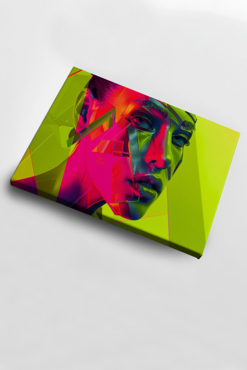 Digitale Kunst Poster Gesicht farbig geometrisch neon