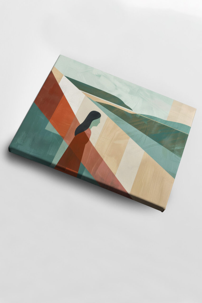 Illustration Poster Frau Profil abstrakt rot grün