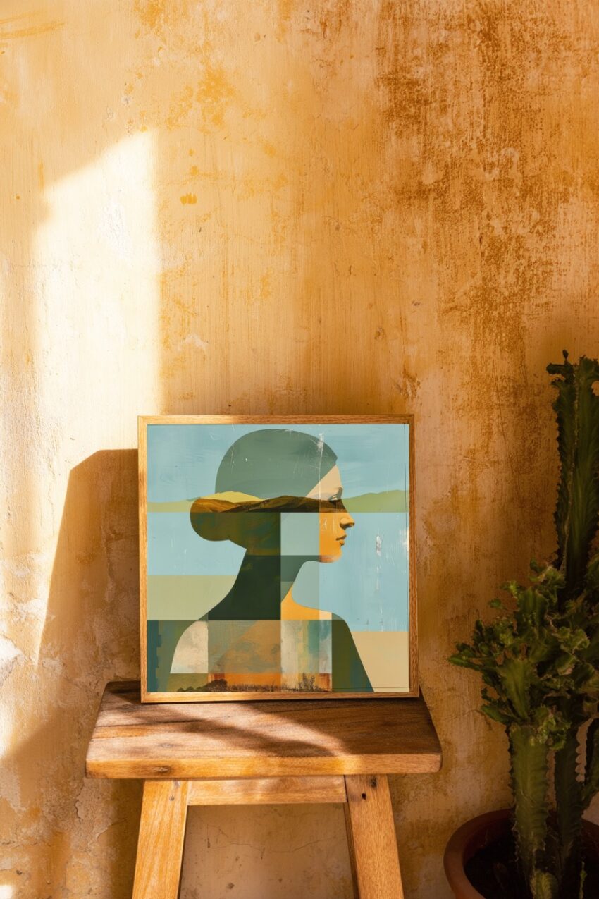 Digitale Kunst Poster frau Profil reduziert geometrisch