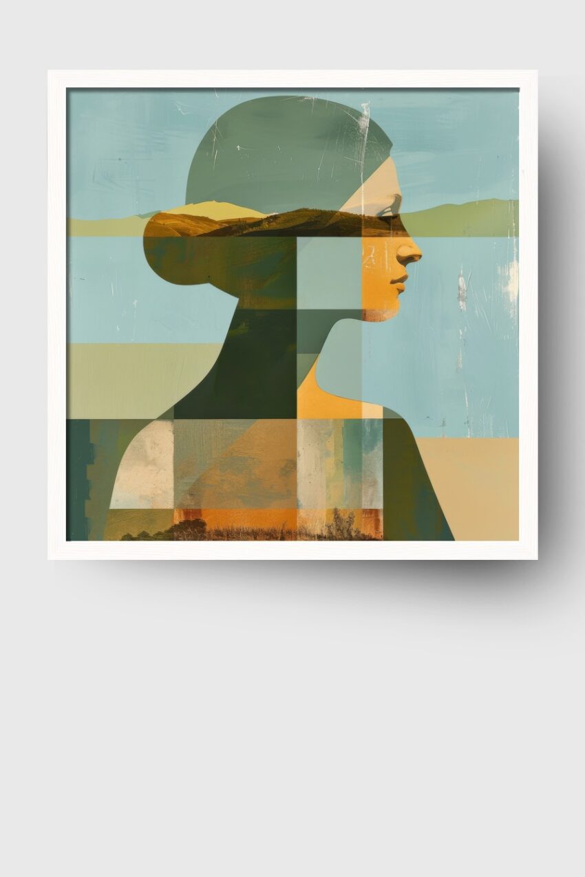 Digitale Kunst Poster frau Profil reduziert geometrisch