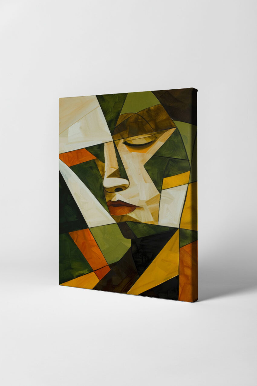 Grafik Poster Frau Profil farbig geometrisch