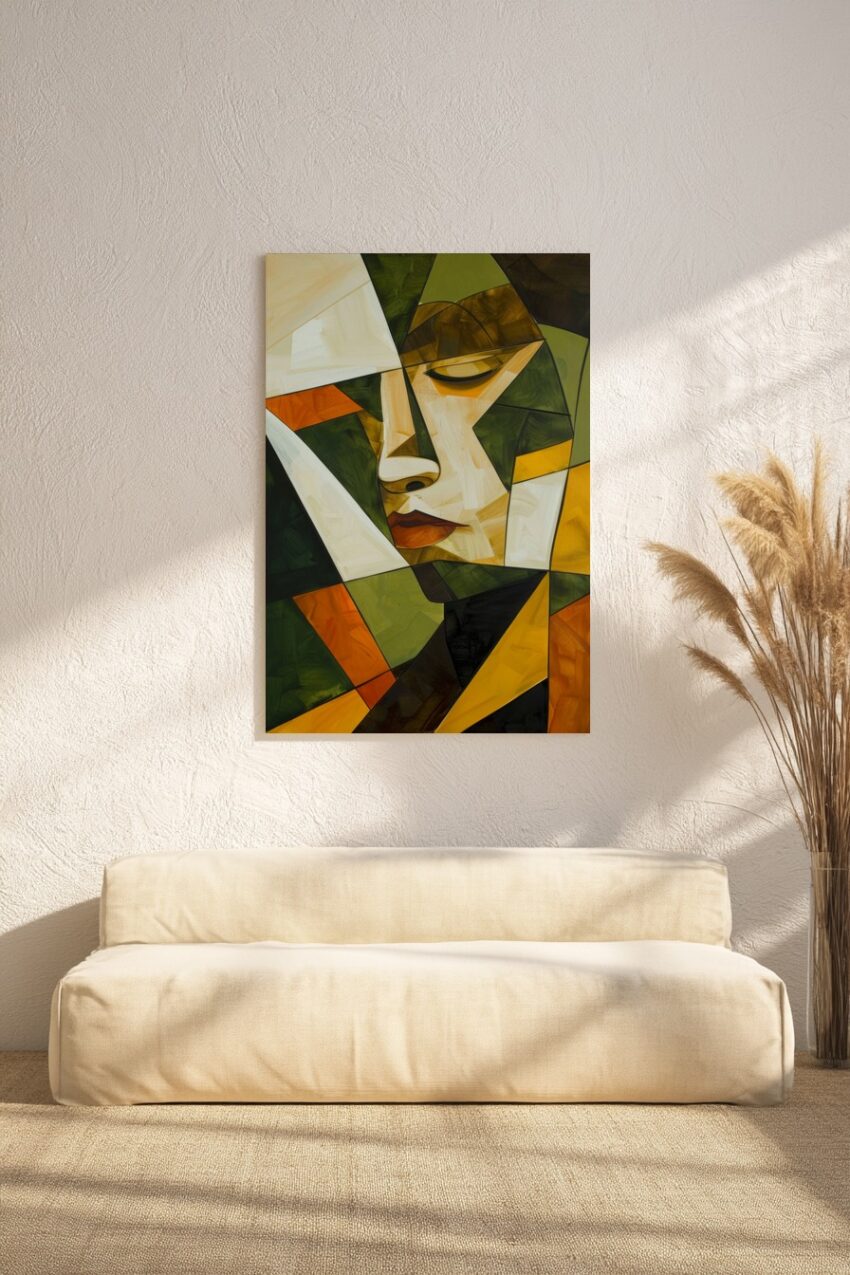 Grafik Poster Frau Profil farbig geometrisch