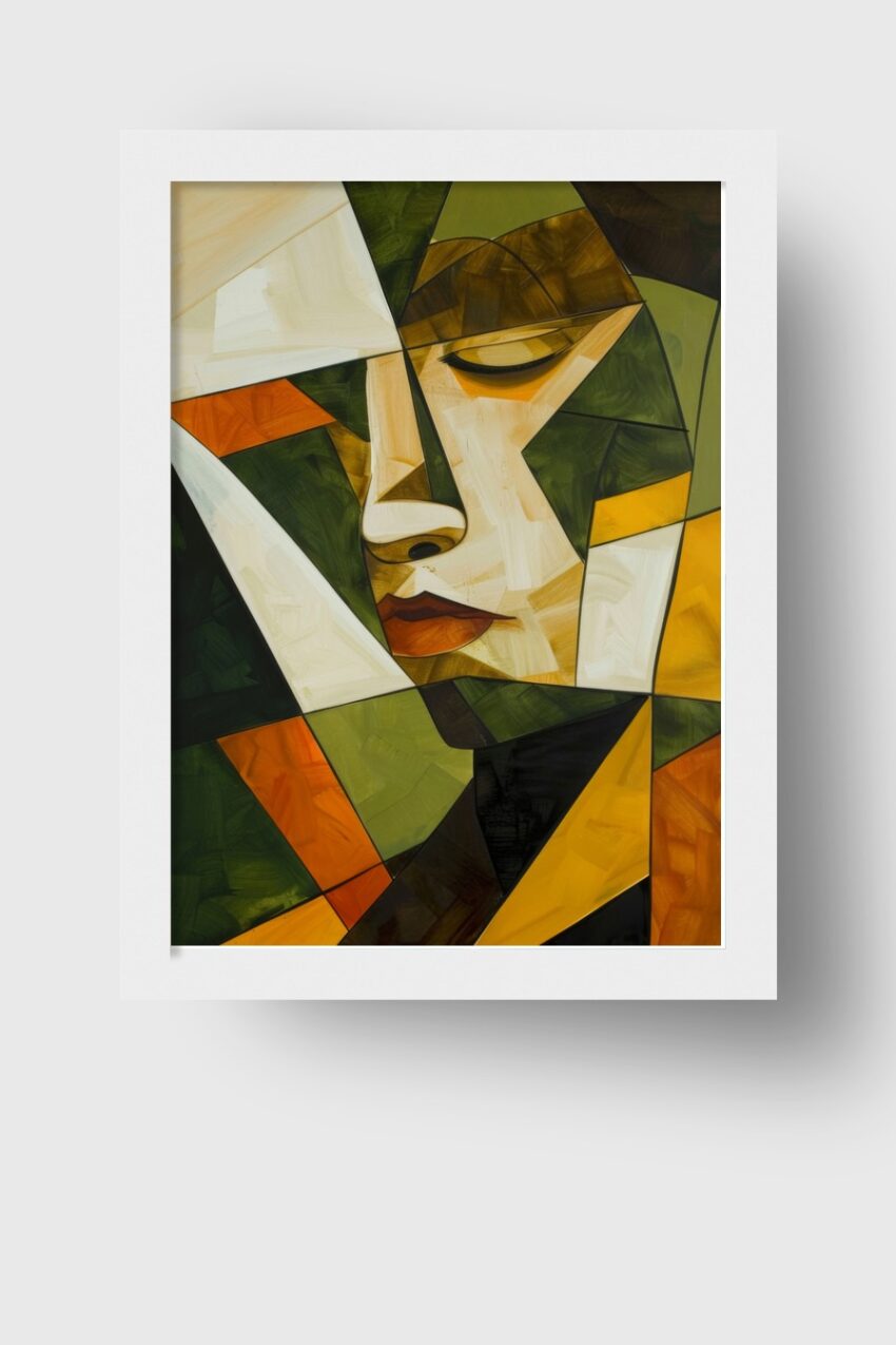 Grafik Poster Frau Profil farbig geometrisch