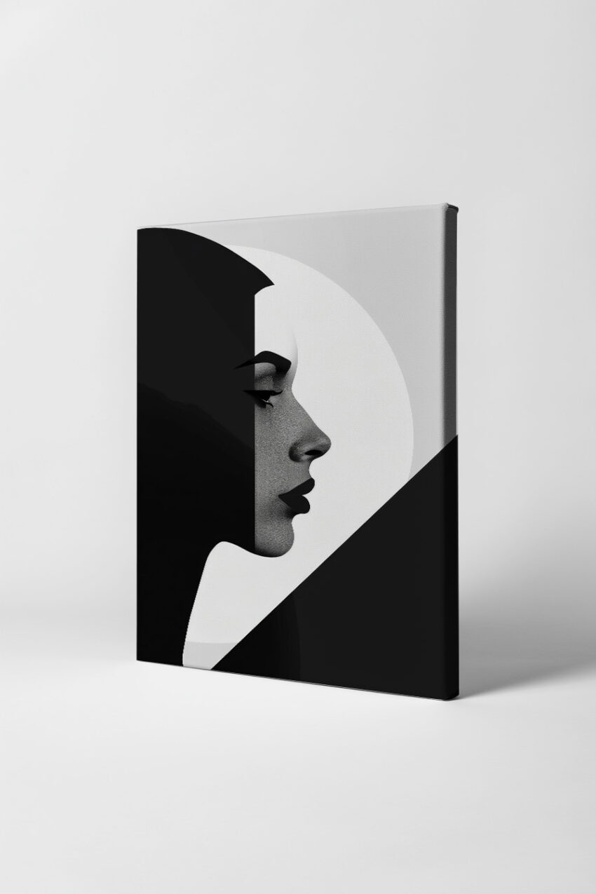 Digitale Kunst Poster Frau Gesicht Profil schwarz-weiß Kontrast