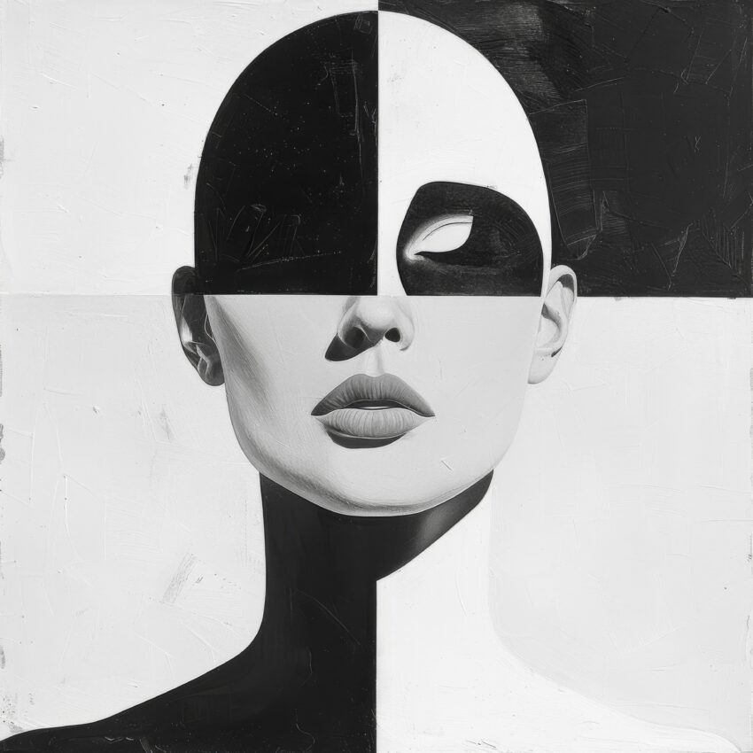 Illustration Poster Gesicht abstrakt schwarz-weiß minimalistisch