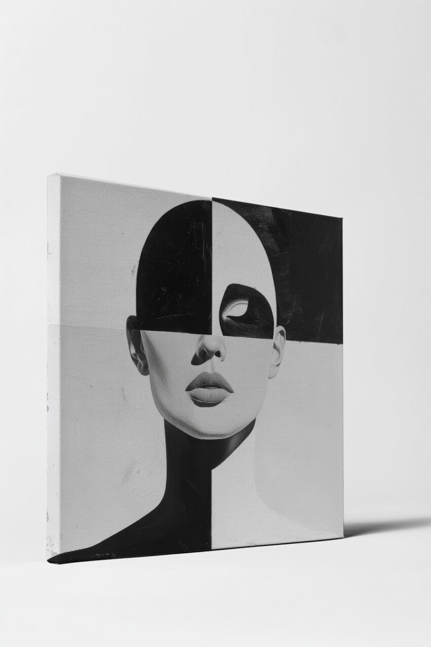 Illustration Poster Gesicht abstrakt schwarz-weiß minimalistisch