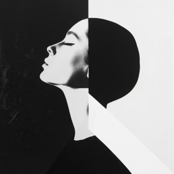 Frau Profil Gesicht Halbkreis Leinwandbild