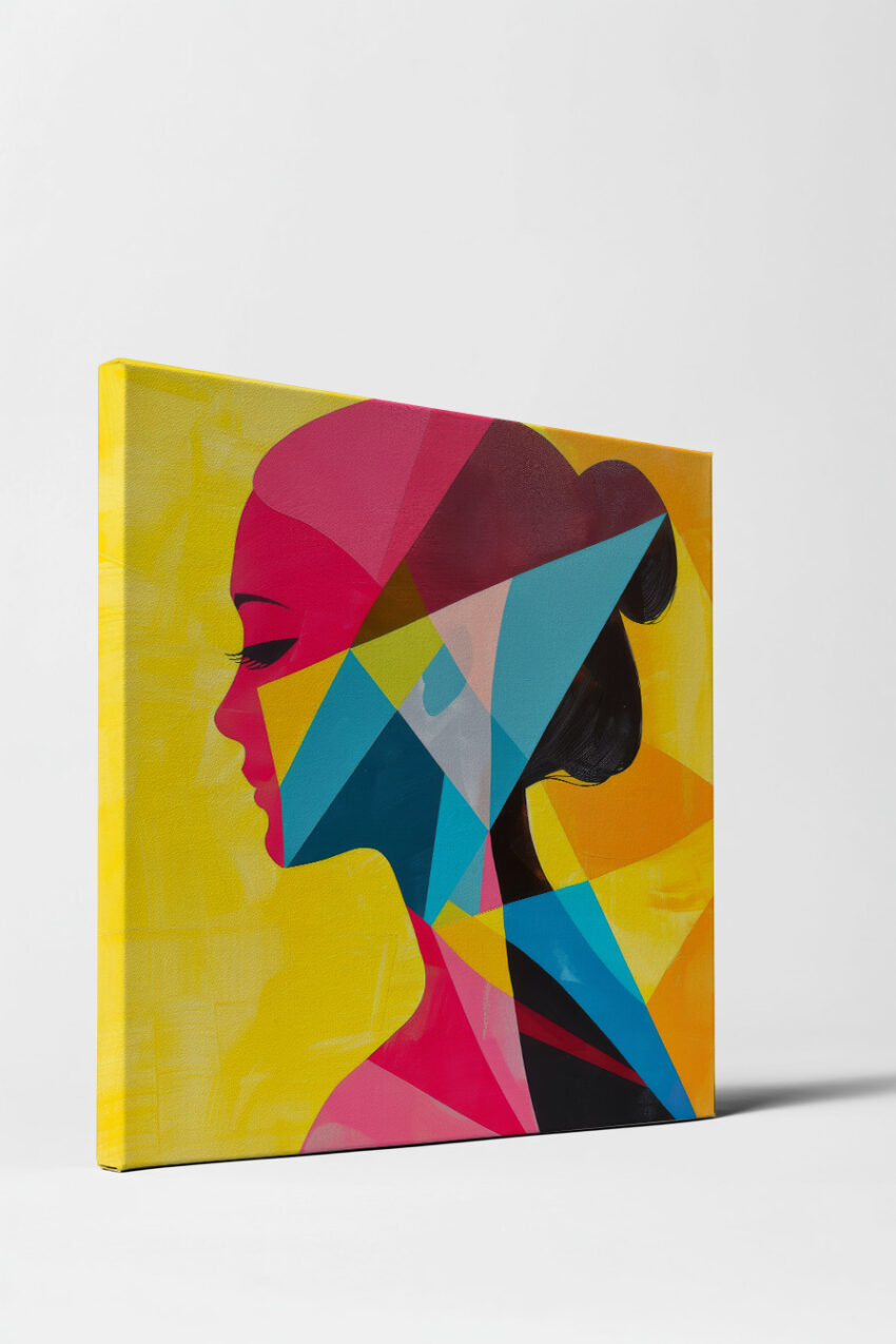 Digitale Kunst Poster Frau farbige Flächen bunt gelb