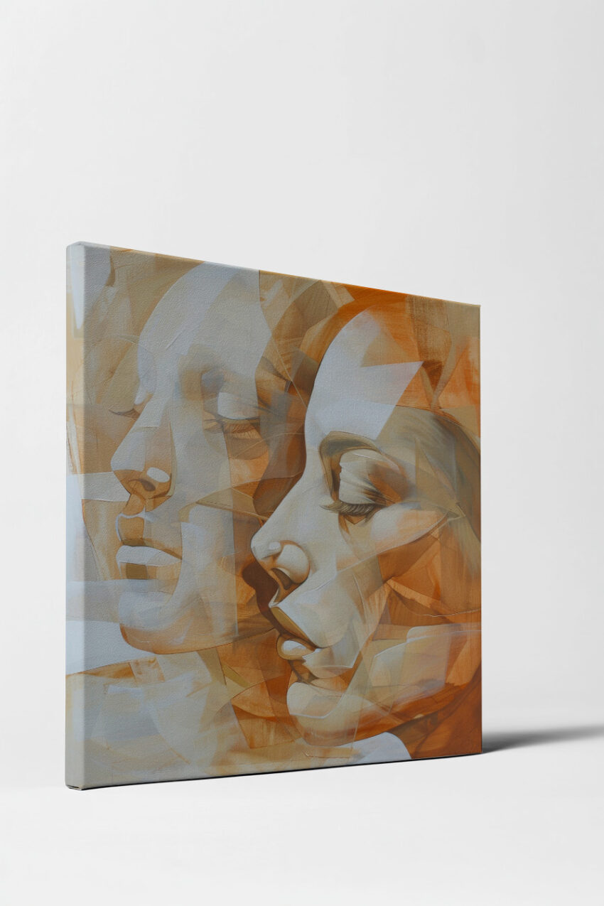 Digitale Kunst Poster Gesichter abstrahiert orange minimal