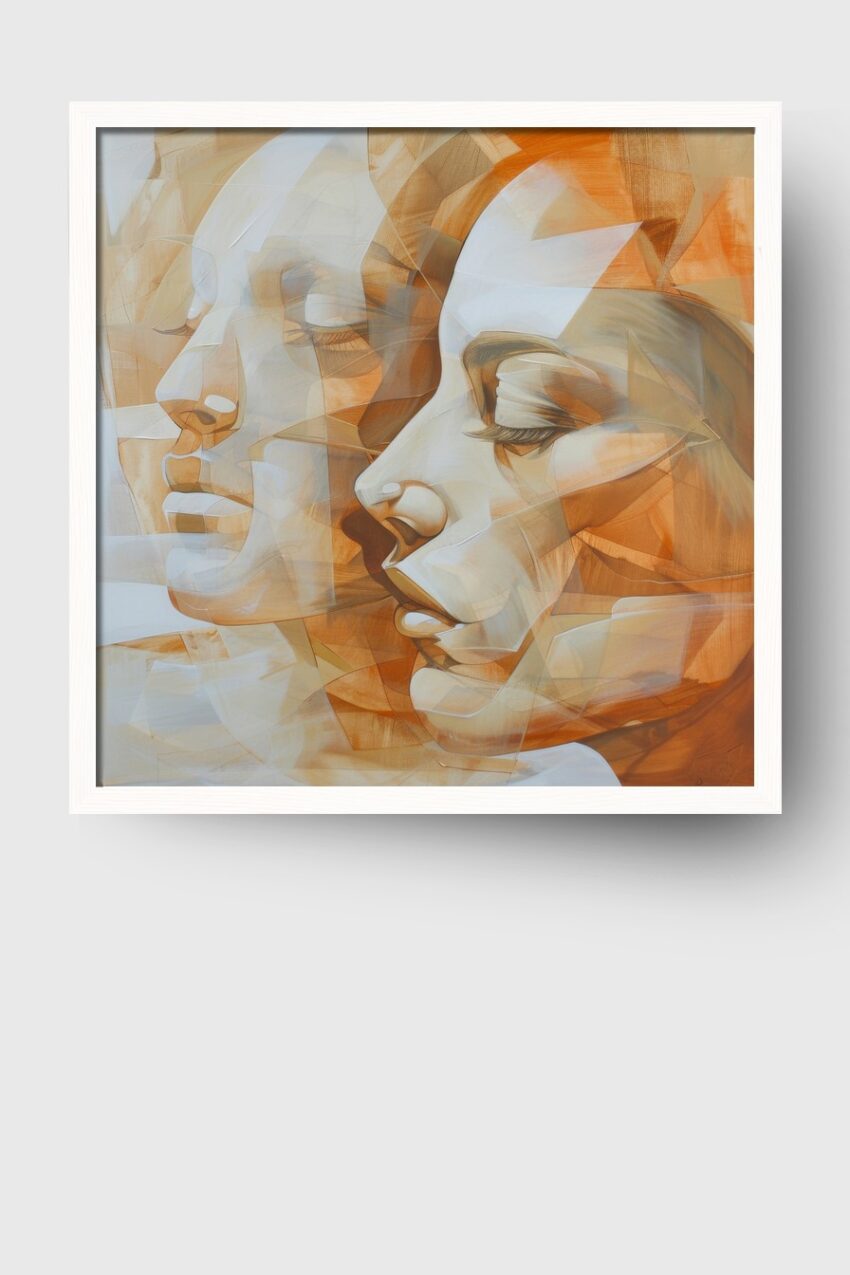 Digitale Kunst Poster Gesichter abstrahiert orange minimal