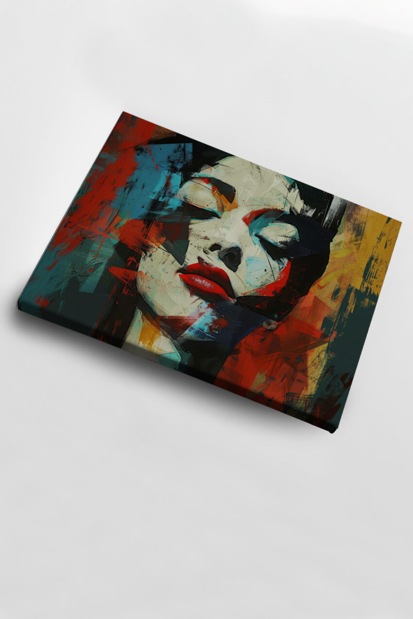 Digitale Kunst Poster Gesicht rote Lippen abstrakt