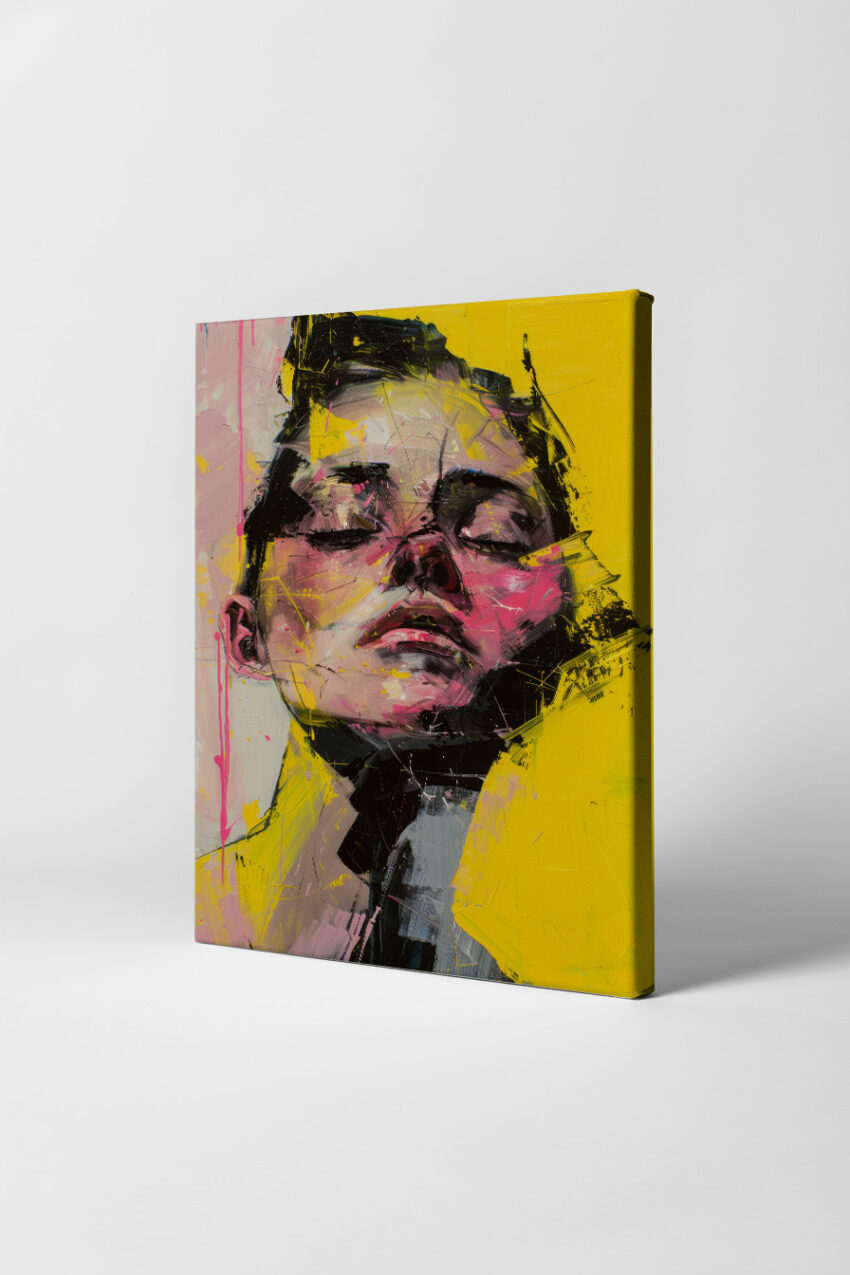 Illustration Poster Gesicht pink gelb abstrakt expressionistisch