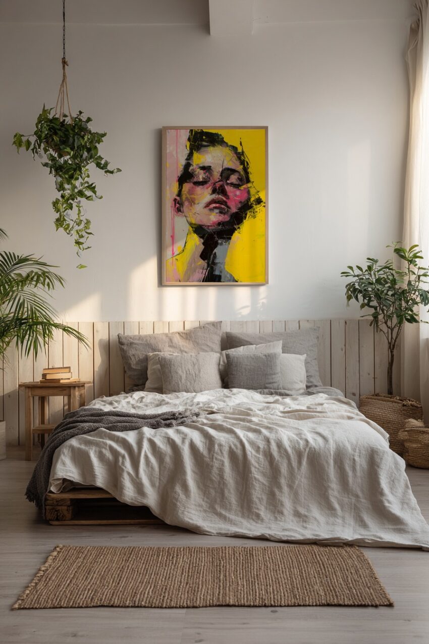 Illustration Poster Gesicht pink gelb abstrakt expressionistisch