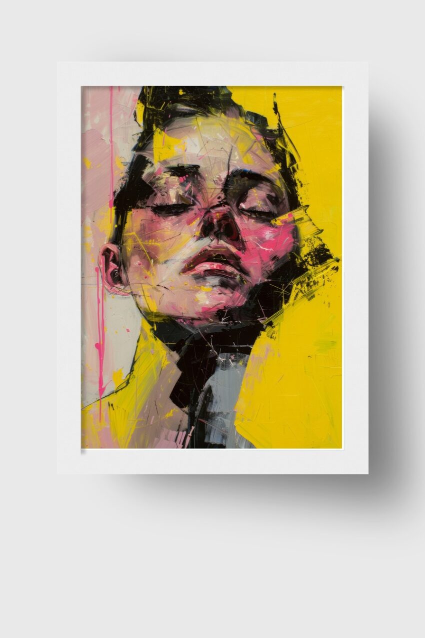 Illustration Poster Gesicht pink gelb abstrakt expressionistisch