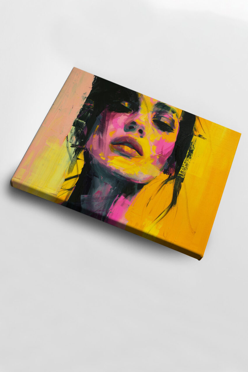 Digitale Kunst Poster Frau Gesicht bunt gelb pink