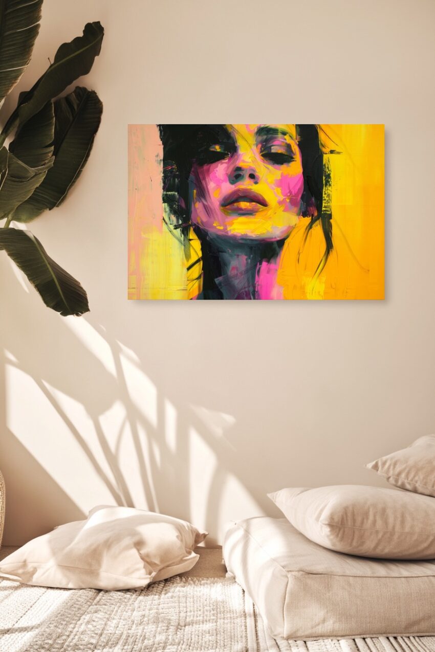 Digitale Kunst Poster Frau Gesicht bunt gelb pink