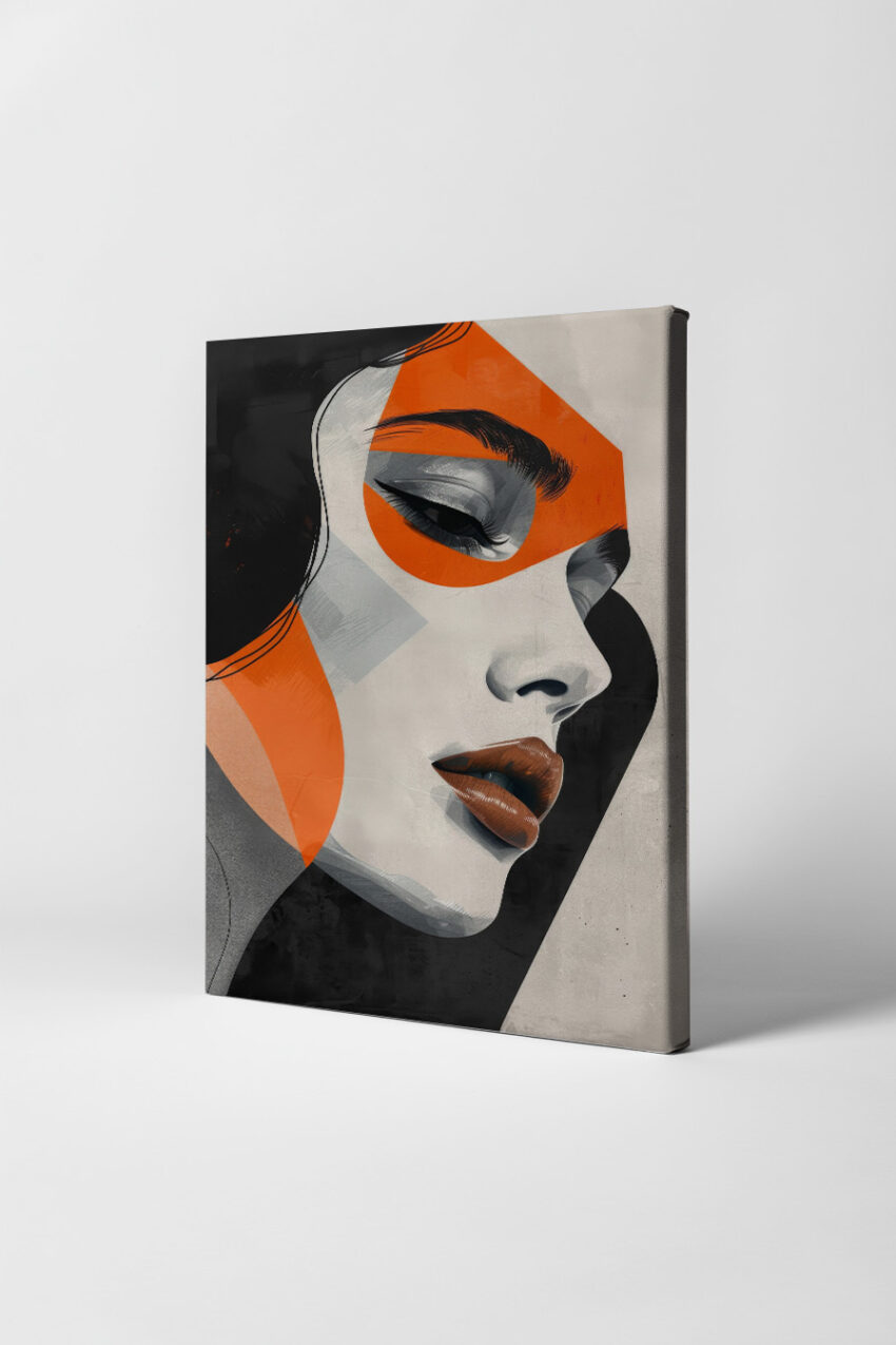 Digitale Kunst Poster Frau Gesicht orange Flächen Detail