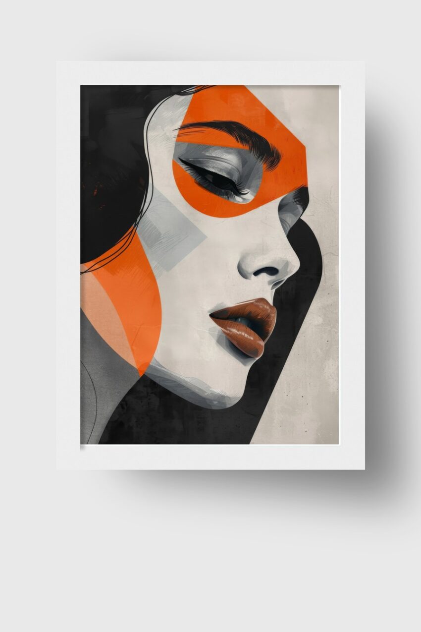 Digitale Kunst Poster Frau Gesicht orange Flächen Detail