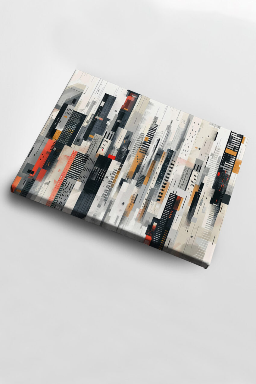 Grafik Poster Stadt Skyline schwarz rot kantig urban