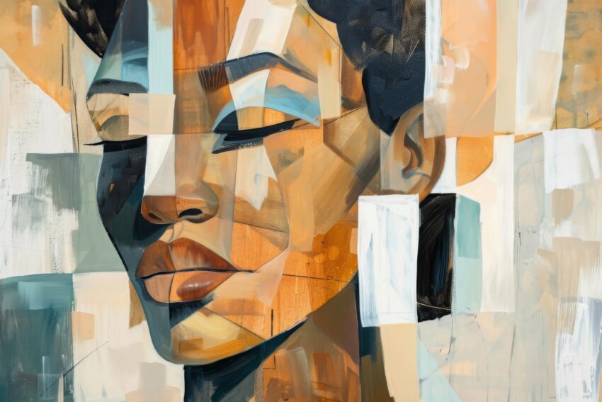 Digitale Kunst Poster Gesicht farbig abstrakt