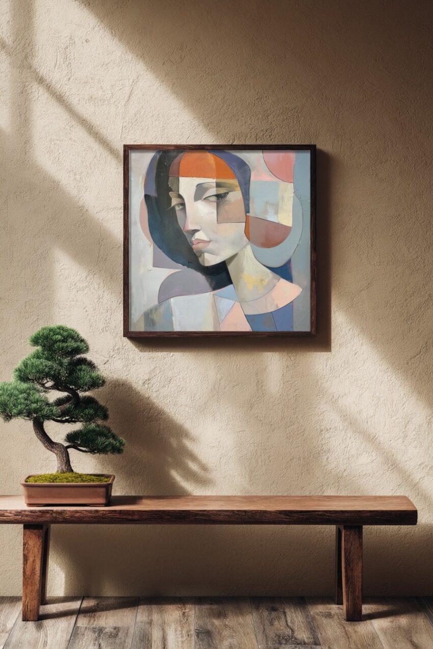 Abstrakt Poster Frau Gesicht geometrisch farbig