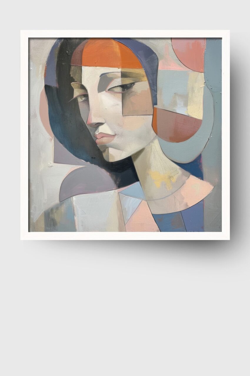 Abstrakt Poster Frau Gesicht geometrisch farbig