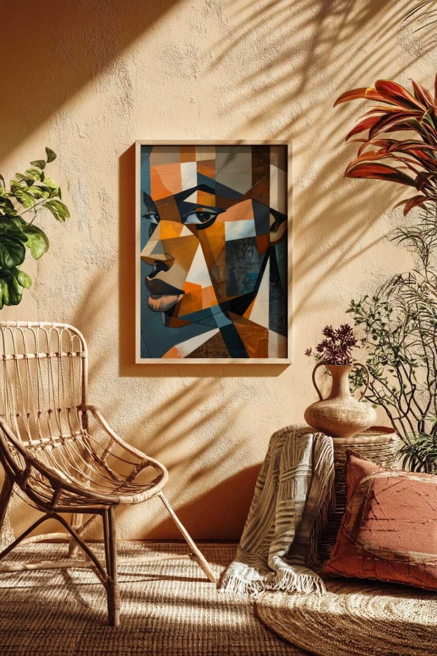 Kubismus Poster Frau Gesicht geometrisch farbig