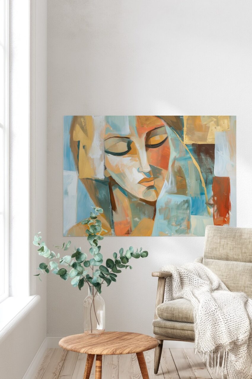 Malerei Poster Frau Konturen farbig abstrakt